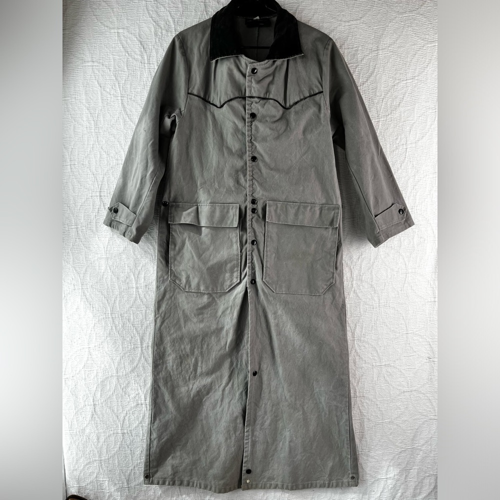 Vintage Kyta Make Co Western Duster Men S Small Cowboy Coat Riding Canvas Jacket